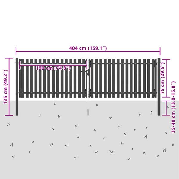 Gartentor Stahl 4x1,25 m Anthrazit