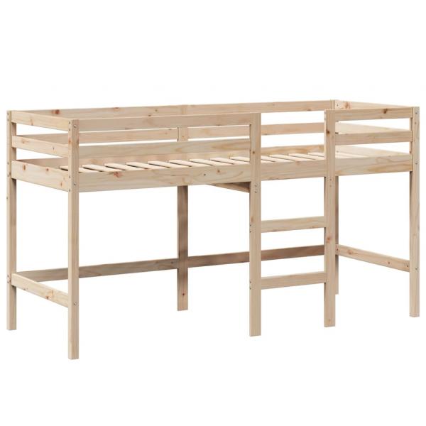 Hochbett mit Leiter und Dach 80x200 cm Massivholz Kiefer