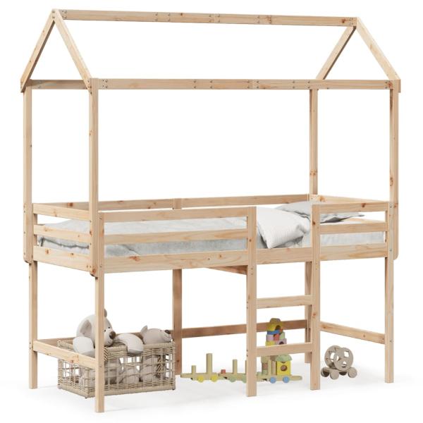 ARDEBO.de - Hochbett mit Leiter und Dach 80x200 cm Massivholz Kiefer