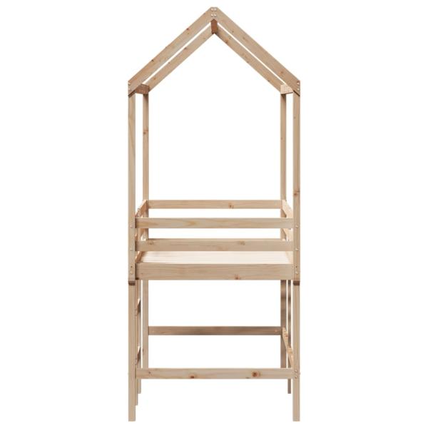 Hochbett mit Leiter und Dach 80x200 cm Massivholz Kiefer