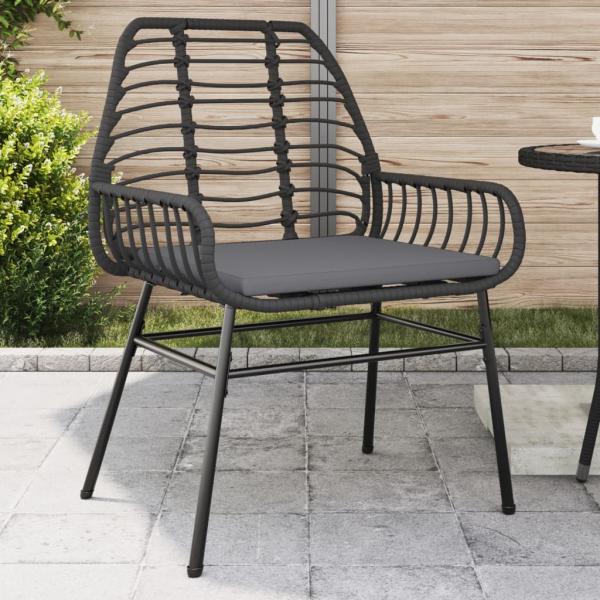 ARDEBO.de - Gartenstühle 2 Stk. mit Kissen Schwarz Poly Rattan