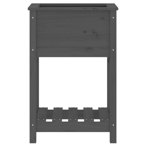 Pflanzkübel mit Ablage Grau 54x34,5x81 cm Massivholz Kiefer