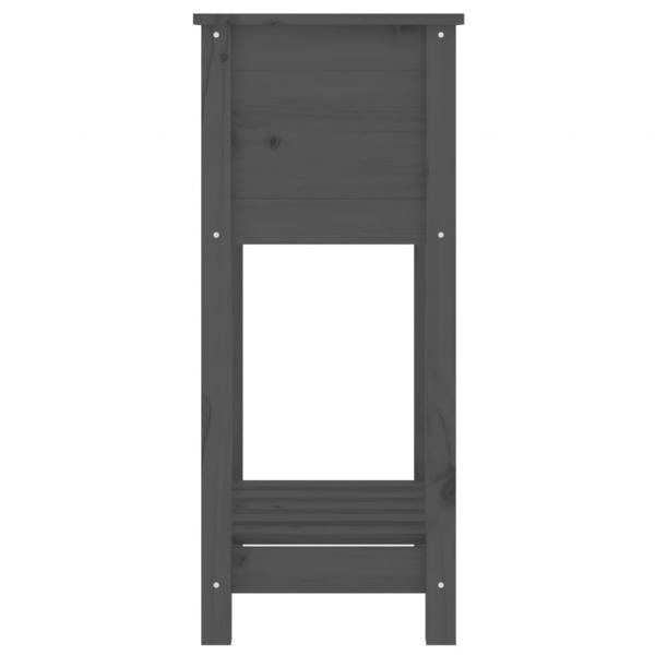 Pflanzkübel mit Ablage Grau 54x34,5x81 cm Massivholz Kiefer