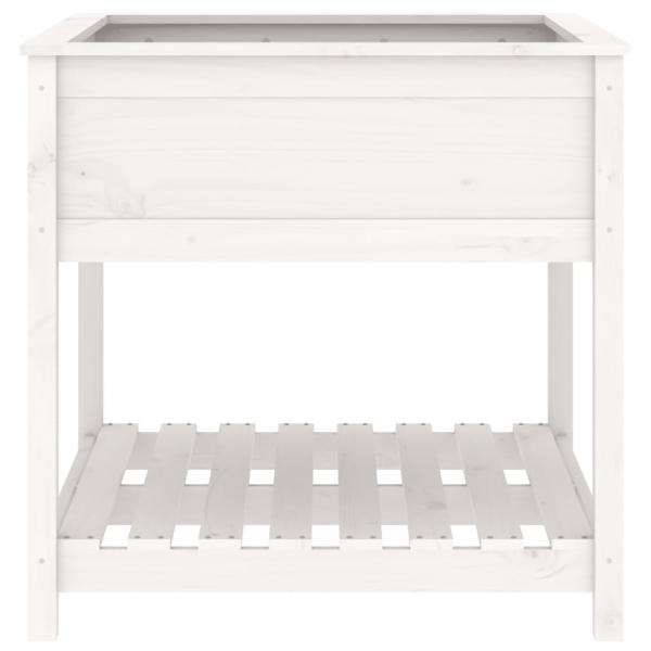 Pflanzkübel mit Ablage Weiß 82,5x82,5x81 cm Massivholz Kiefer