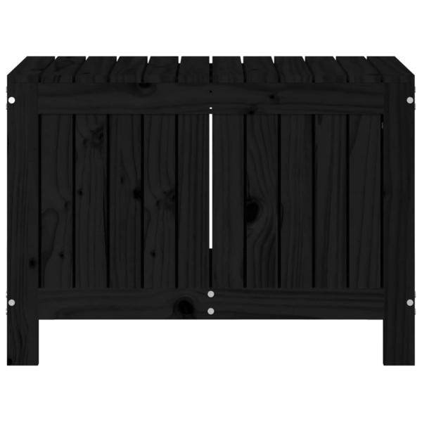 Gartentruhe Schwarz 76x42,5x54 cm Massivholz Kiefer