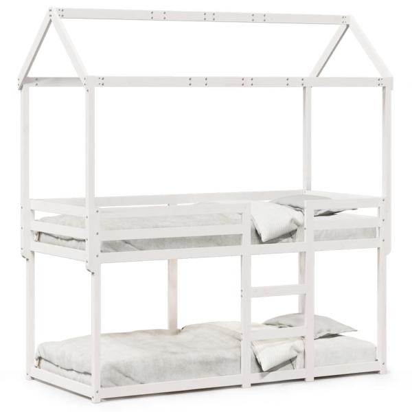 ARDEBO.de - Etagenbett mit Dach Weiß 75x190 cm Massivholz Kiefer