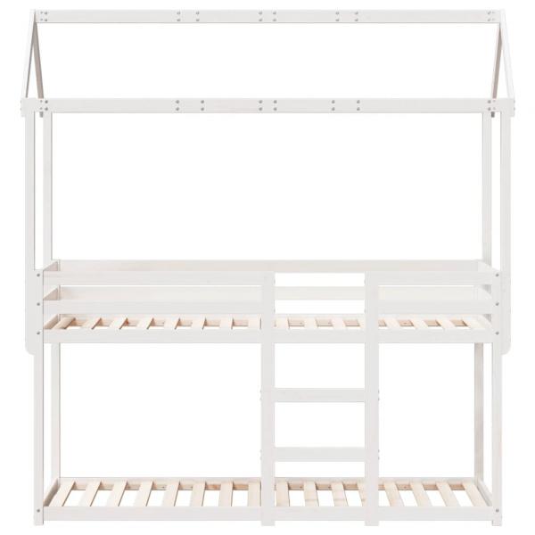 Etagenbett mit Dach Weiß 75x190 cm Massivholz Kiefer