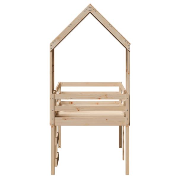 Hochbett mit Dach 90x190 cm Massivholz Kiefer