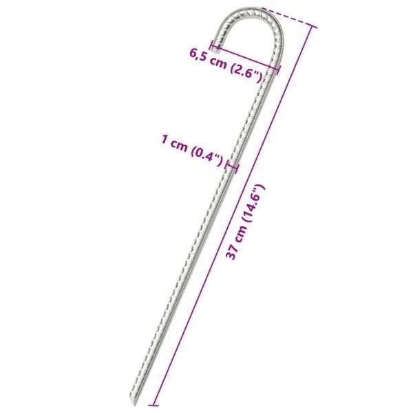 ARDEBO.de - Zeltheringe 12 Stk. 37 cm Ø10 mm Verzinkter Stahl