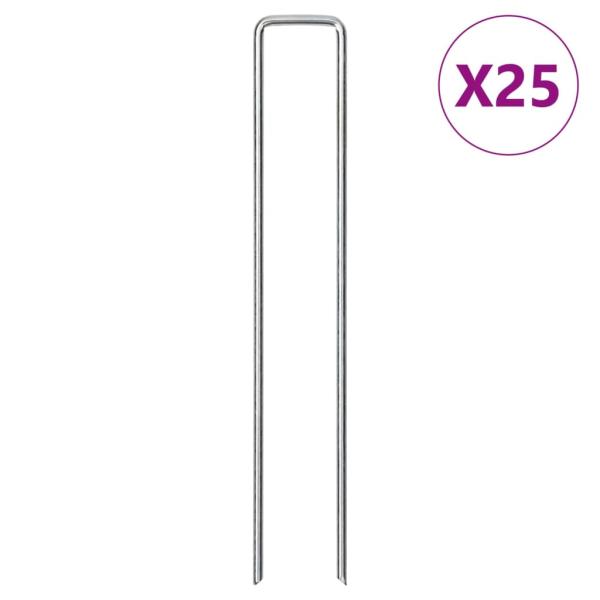 ARDEBO.de - Bodenanker 25 Stk. U-Form 20x4 cm Verzinkter Stahl