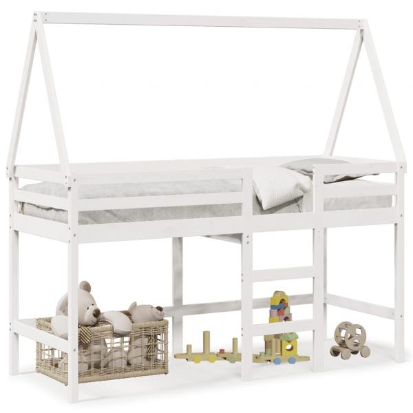 ARDEBO.de - Hochbett mit Leiter und Dach Weiß 90x200 cm Massivholz Kiefer