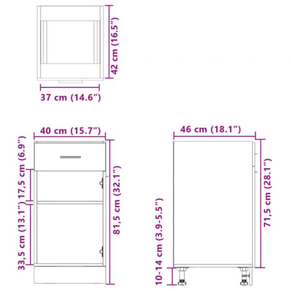 Schubunterschrank Sonoma-Eiche 40x46x81,5 cm Holzwerkstoff