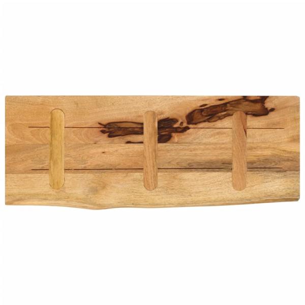 Tischplatte 90x20x2,5 cm Baumkante Massivholz Raues Mangoholz