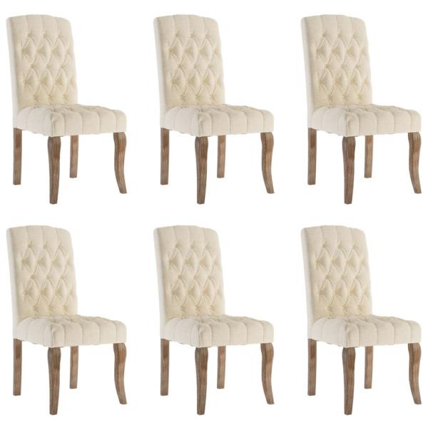Esszimmerstühle 6 Stk. Beige Leinen-Optik Stoff