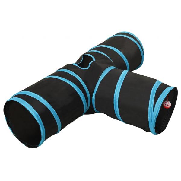 ARDEBO.de - Katzentunnel 3-Wege Schwarz und Blau 90 cm Polyester