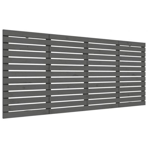 Wand-Kopfteil Grau 206x3x91,5 cm Massivholz Kiefer