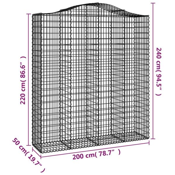 Gabione mit Hochbogen 200x50x220/240 cm Verzinktes Eisen