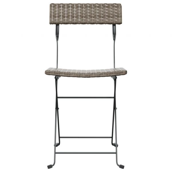 Bistrostühle 2 Stk. Klappbar Grau Poly Rattan und Stahl