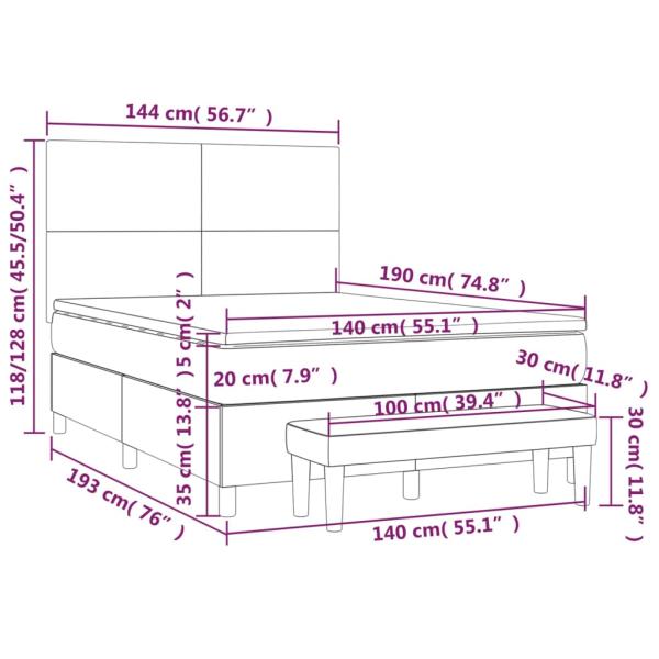 Boxspringbett mit Matratze Creme 140x190 cm Stoff