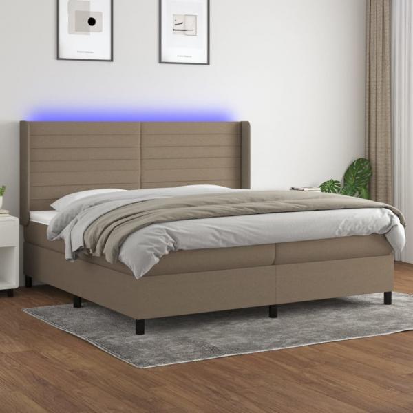 ARDEBO.de - Boxspringbett mit Matratze & LED Taupe 200x200 cm Stoff