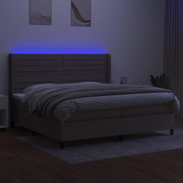 Boxspringbett mit Matratze & LED Taupe 200x200 cm Stoff