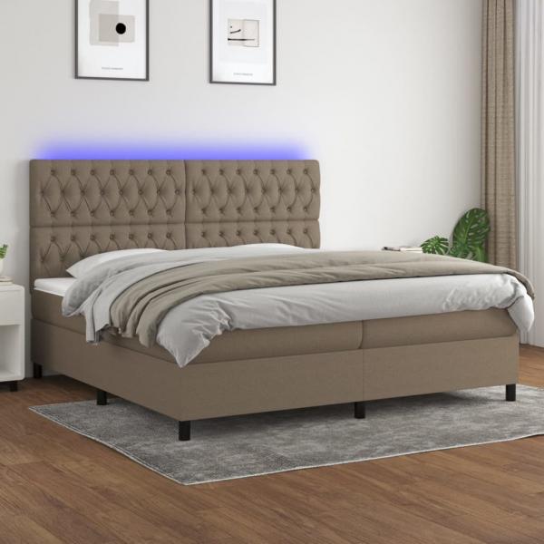 ARDEBO.de - Boxspringbett mit Matratze & LED Taupe 200x200 cm Stoff