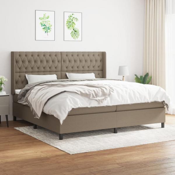 ARDEBO.de - Boxspringbett mit Matratze Taupe 200x200 cm Stoff