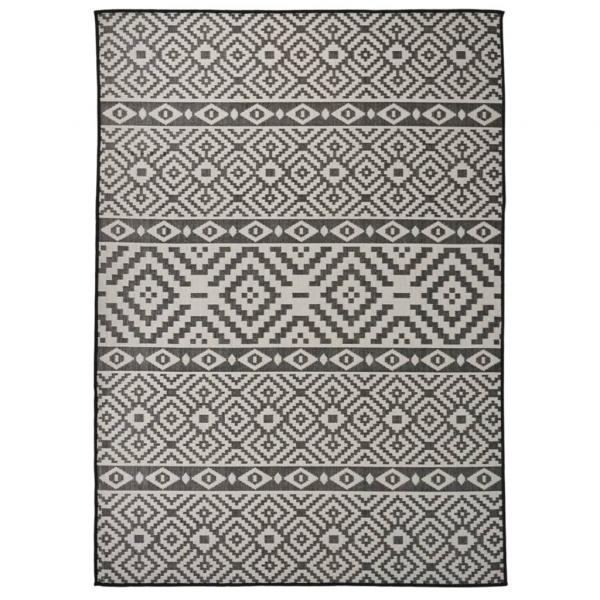 ARDEBO.de - Outdoor-Teppich Flachgewebe 120x170 cm Schwarz Gestreift
