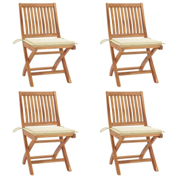 ARDEBO.de - Klappbare Gartenstühle mit Kissen 4 Stk. Massivholz Teak