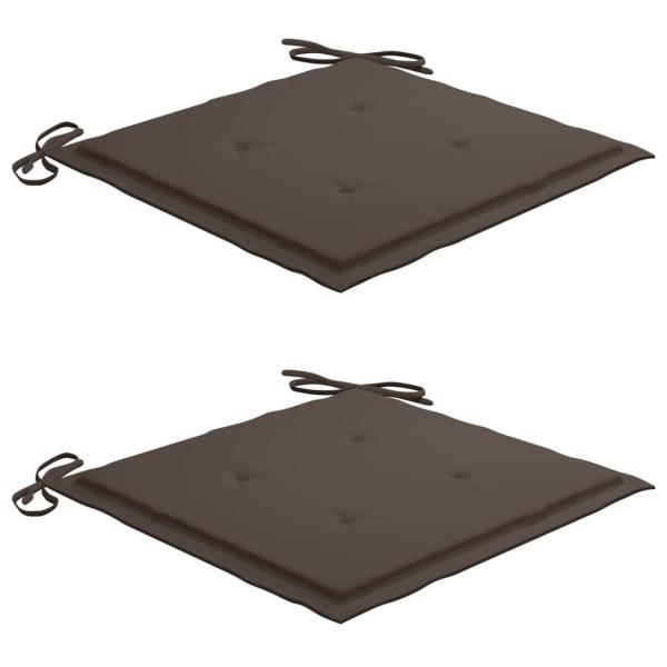 Gartenstühle 2 Stk. mit Taupe Kissen Massivholz Teak