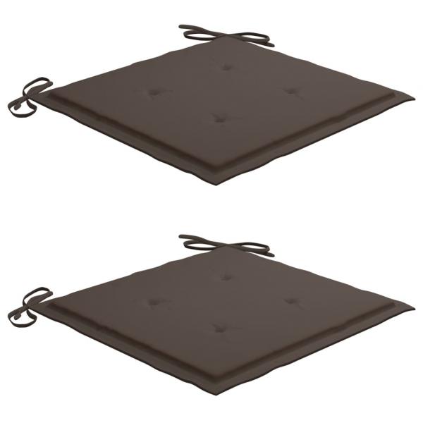 Gartenstühle 2 Stk. mit Taupe Kissen Massivholz Teak