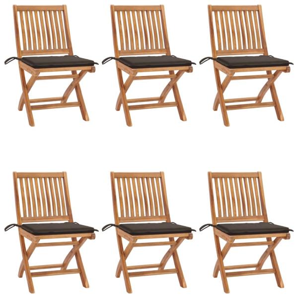 ARDEBO.de - Klappbare Gartenstühle mit Kissen 6 Stk. Massivholz Teak