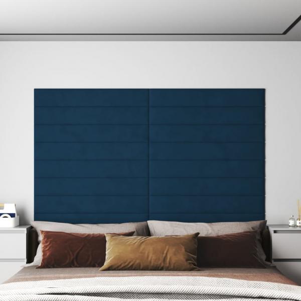 ARDEBO.de - Wandpaneele 12 Stk. Blau 90x15 cm Samt 1,62 m²