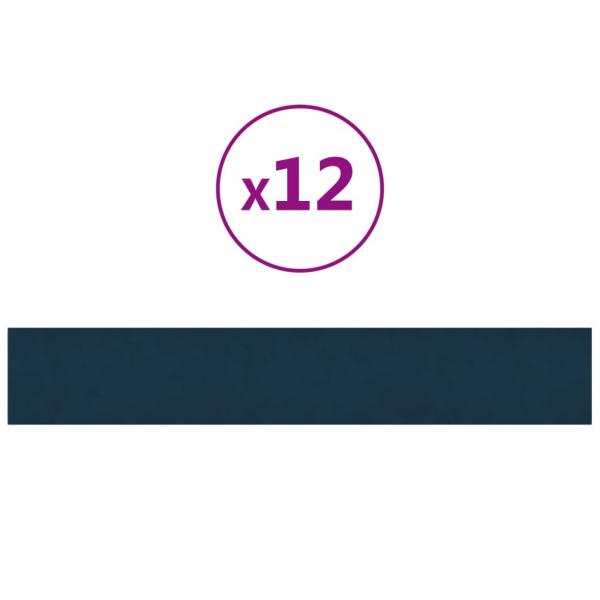 Wandpaneele 12 Stk. Blau 90x15 cm Samt 1,62 m²