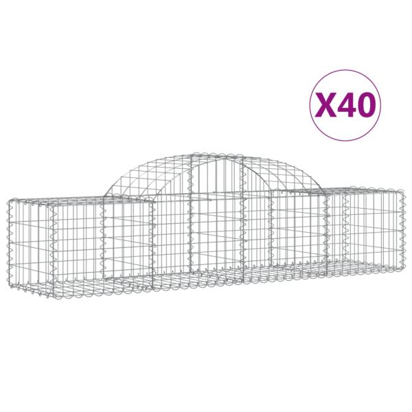 ARDEBO.de - Gabionen mit Hochbogen 40 Stk. 200x50x40/60 cm Verzinktes Eisen