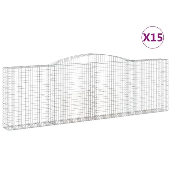 ARDEBO.de - Gabionen mit Hochbogen 15Stk. 400x30x120/140cm Verzinktes Eisen
