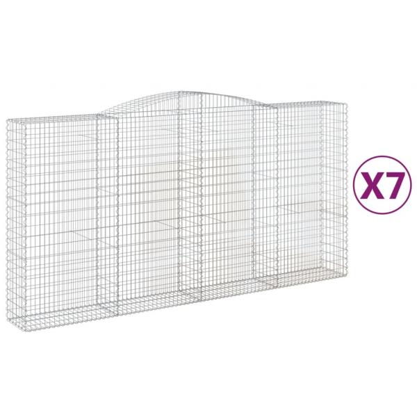 Gabionen mit Hochbogen 7 Stk. 400x50x200/220cm Verzinktes Eisen