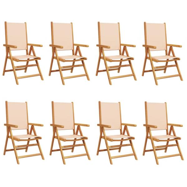 Gartenstühle Verstellbar 8 Stk. Beige Stoff und Massivholz