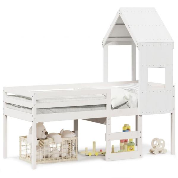 ARDEBO.de - Hochbett mit Dach Weiß 75x190 cm Massivholz Kiefer