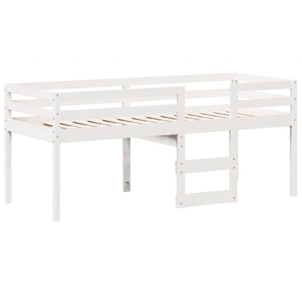 Hochbett mit Dach Weiß 75x190 cm Massivholz Kiefer