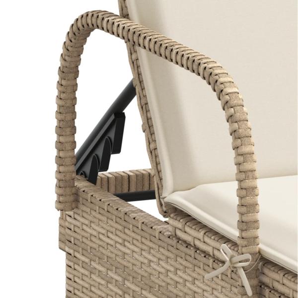 ARDEBO.de - Sonnenliegen mit Auflagen 2 Stk. Beige Poly Rattan