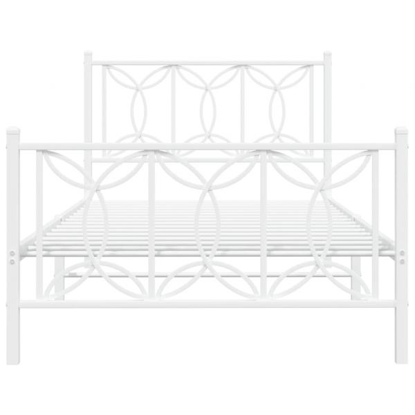 Bettgestell mit Kopf- und Fußteil Metall Weiß 100x190 cm