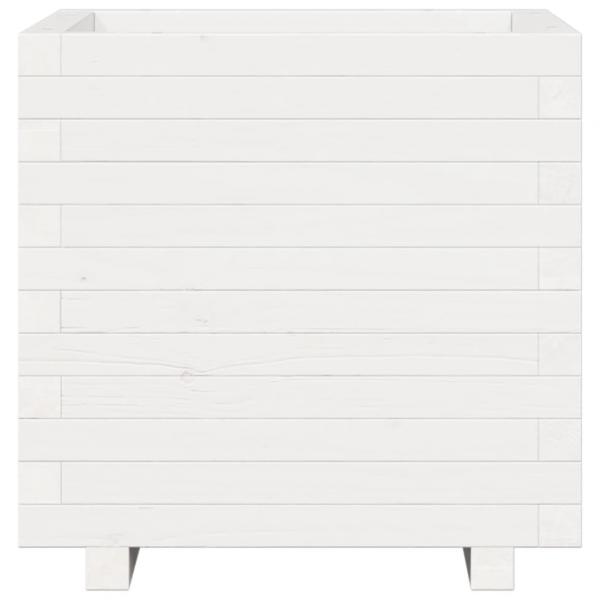 Pflanzkübel Weiß 50x50x49,5 cm Massivholz Kiefer
