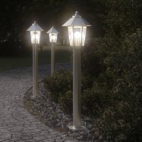 ARDEBO.de - Wegeleuchten 3 Stk. Silbern 80 cm Edelstahl