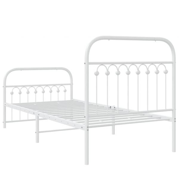 Bettgestell mit Kopf- und Fußteil Metall Weiß 90x190 cm