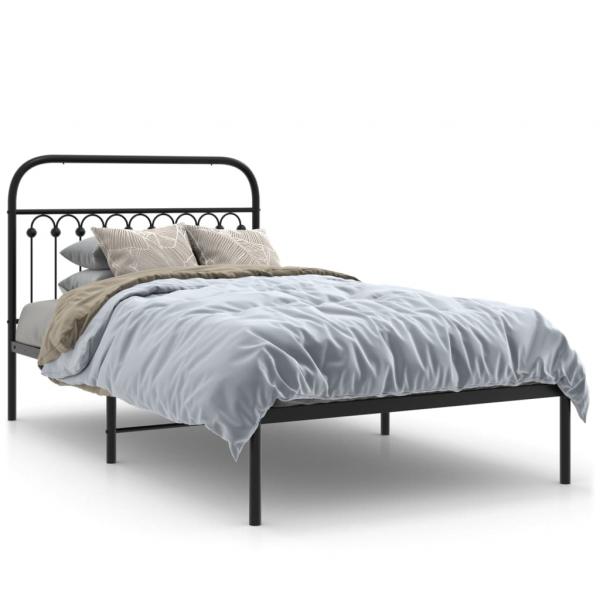 ARDEBO.de - Bettgestell mit Kopfteil Metall Schwarz 107x203 cm