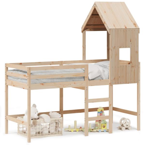 ARDEBO.de - Hochbett mit Leiter und Dach 80x200 cm Massivholz Kiefer