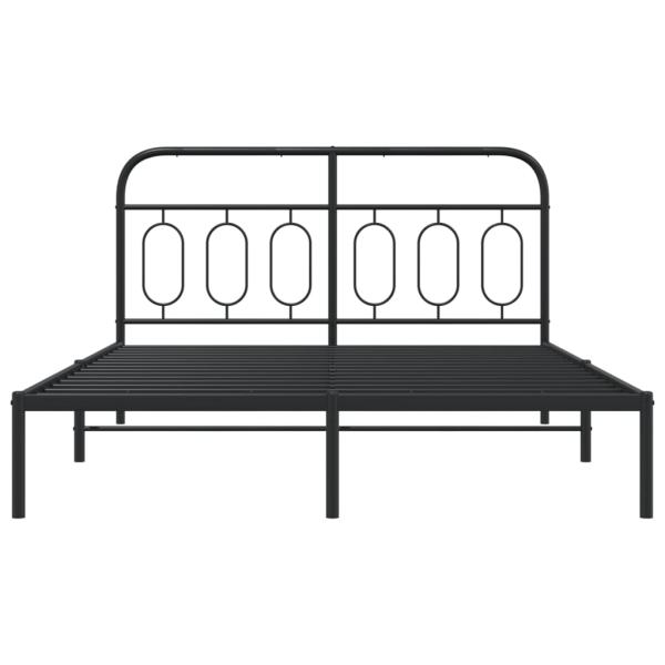 Bettgestell mit Kopfteil Metall Schwarz 150x200 cm