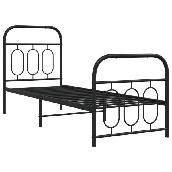Bettgestell mit Kopf- und Fußteil Metall Schwarz 75x190 cm