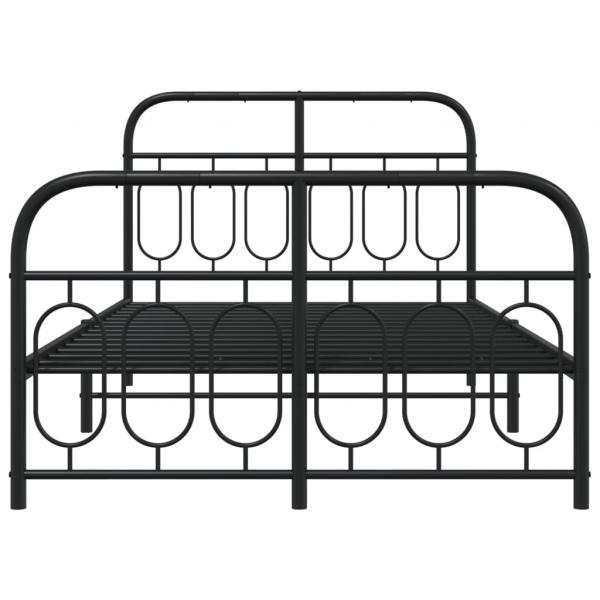 Bettgestell mit Kopf- und Fußteil Metall Schwarz 120x200 cm
